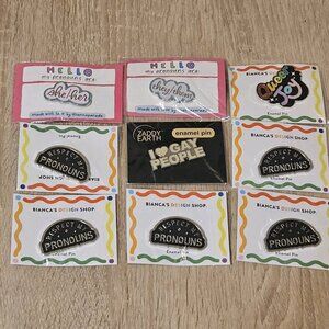 Lot Of 9 Enamel Pride Pins She Her They Them I Love Gay People Respect Lot #5